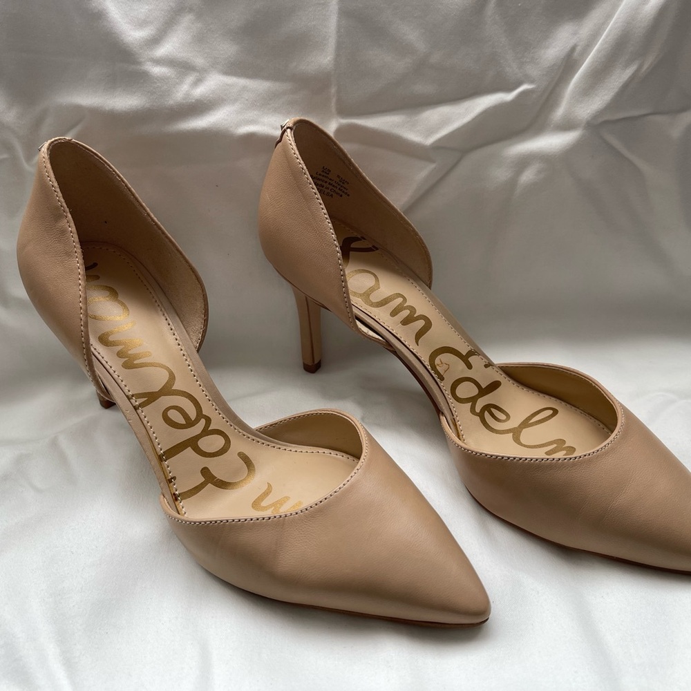 Sam Edelman Tan Heels Elegant Pointed-Toe Pumps
